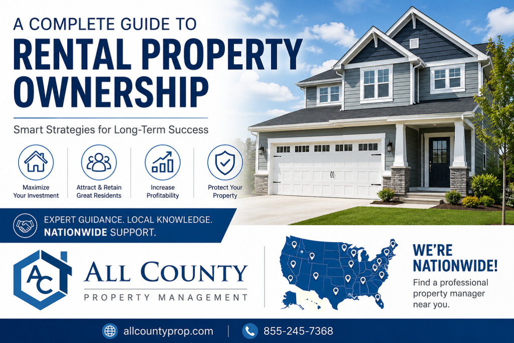 The Ultimate Guide to Successful Rental Property Ownership by All County Property Management, featuring a professionally managed rental home and expert strategies for protecting your investment and maximizing long-term returns.